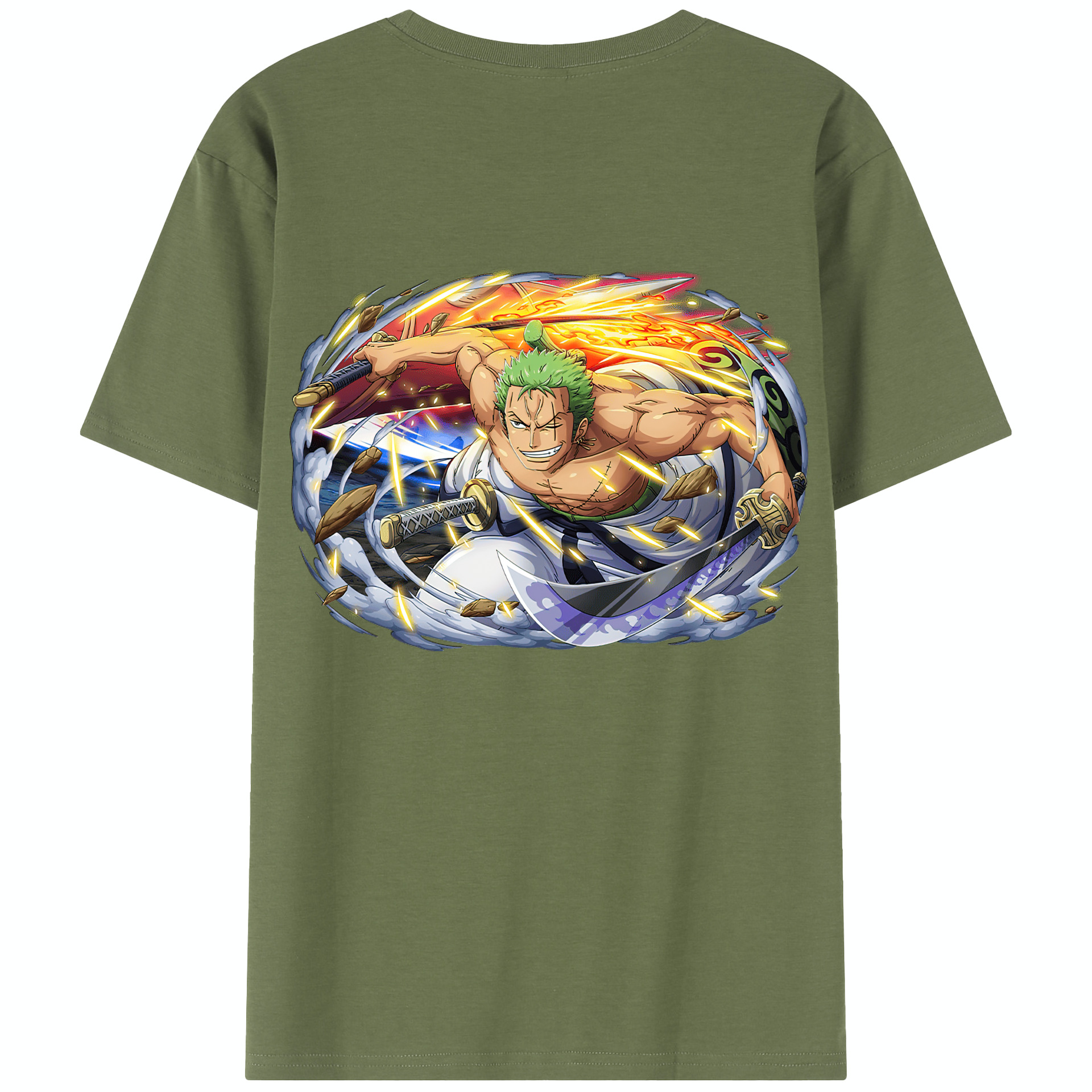 ワンピース ロロノア・ゾロ ONE PIECE Roronoa Zoro 綿100％半袖Tシャツ（背面プリント）